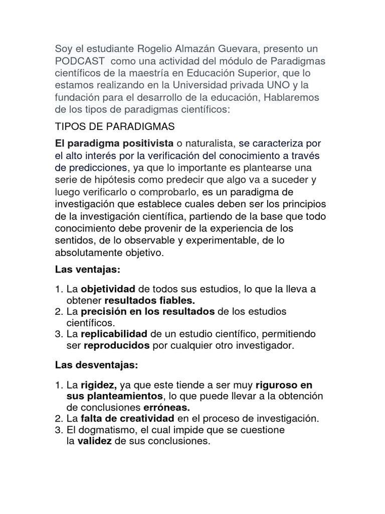 Paradigmas Científicos en Educación | PDF | Paradigma | Conocimiento