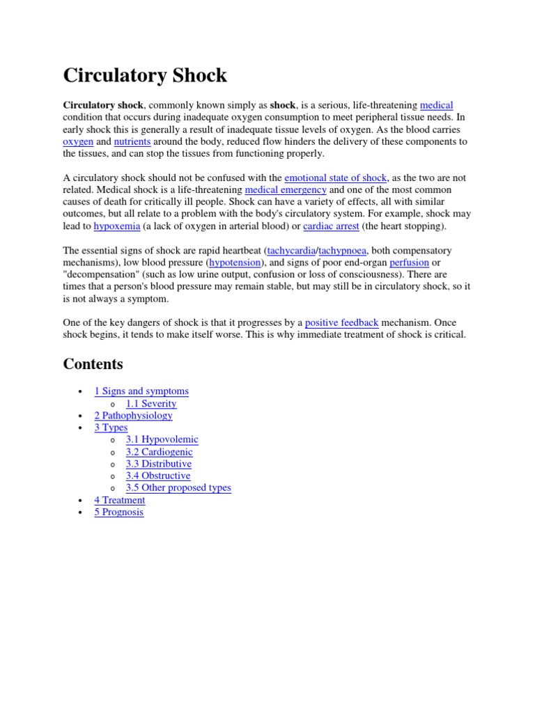 Understanding Circulatory Shock: Causes & Treatment | PDF | Shock ...