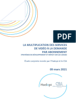 Etude Hadopi CSA - La Multiplication Des Services de Vidéo À La Demande Par Abonnement - Stratégies de Développement Et Impact Sur Les Usages