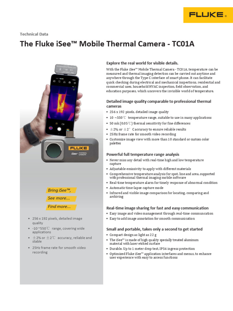 Fluke Isee Datasheet EN | PDF | Thermography | Infrared