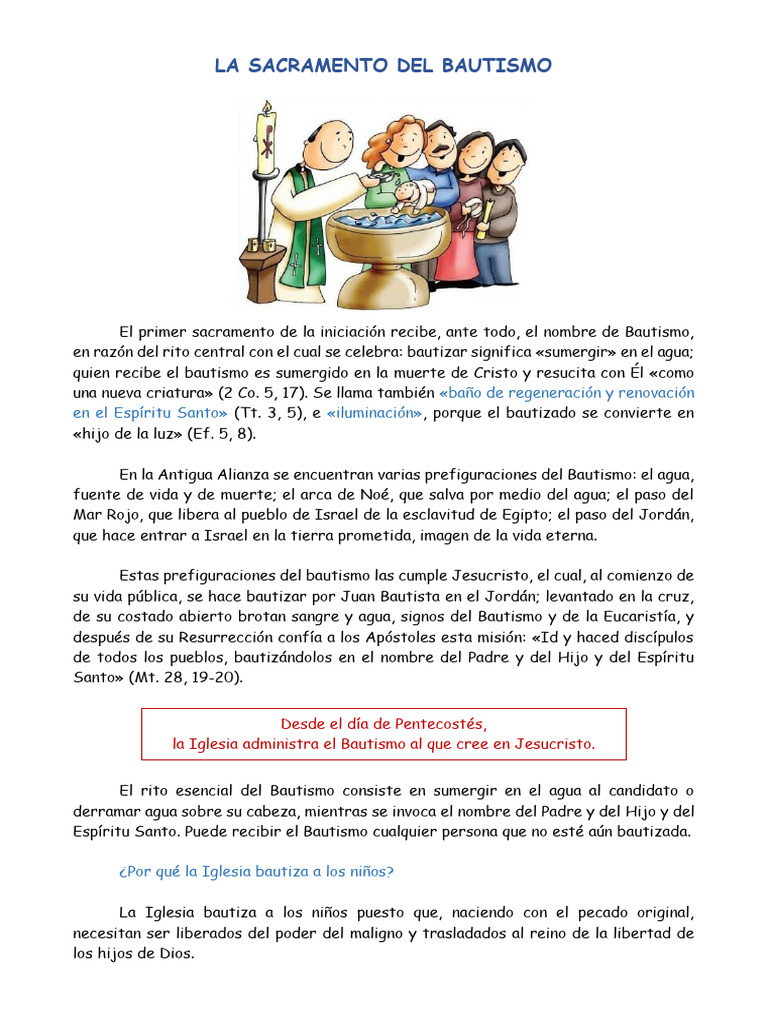 El Sacramento del Bautismo: Significado y Efectos | PDF | Bautismo ...