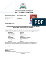 My Admission Letter - Kaduna State University
