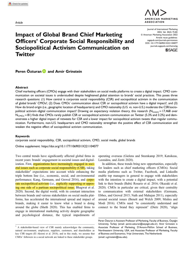 Impact of Global Brand Chief Marketing | PDF | Corporate Social ...