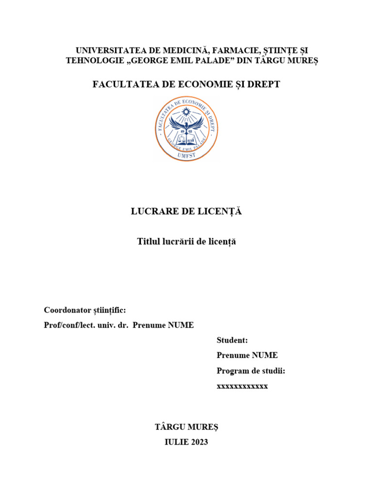 Model Coperta Lucrare de Licenta | PDF