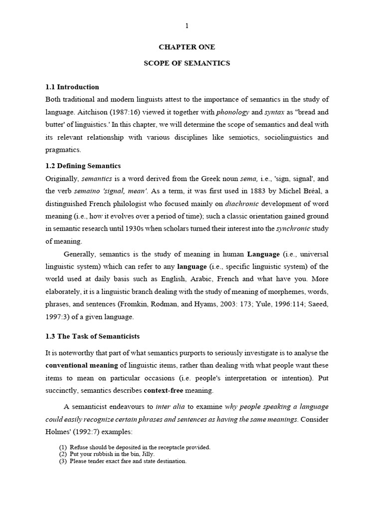 8-Semantics Chapter 1 Last Version | PDF | Word | Linguistics