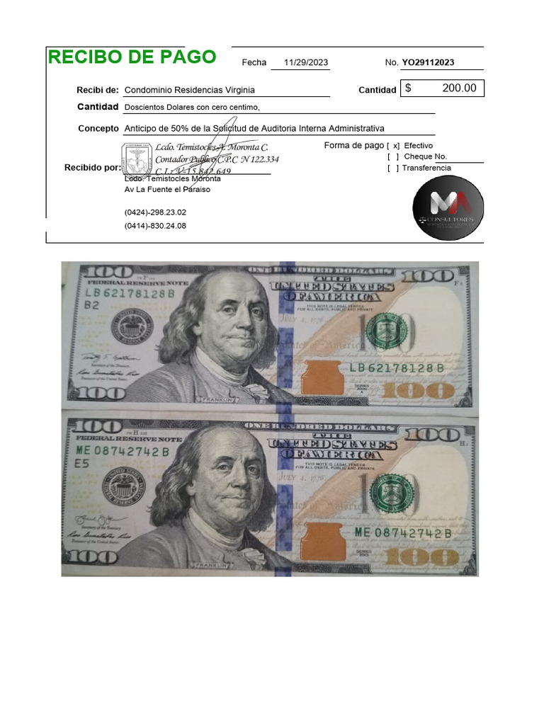 Que Es Un Recibo de Dinero Excel | PDF