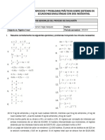1.1. Ejercicios y Problemas Práticos Sobre Sistemas de Ecuaciones 2x2