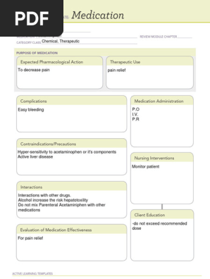4 Acetaminiphen Active Learning Template Medication