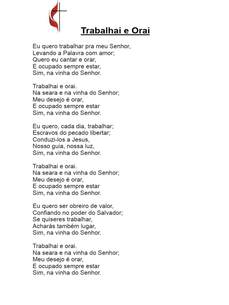Hino: Trabalhai e Orai | PDF | Gastronomia, comida e vinho | Poesia