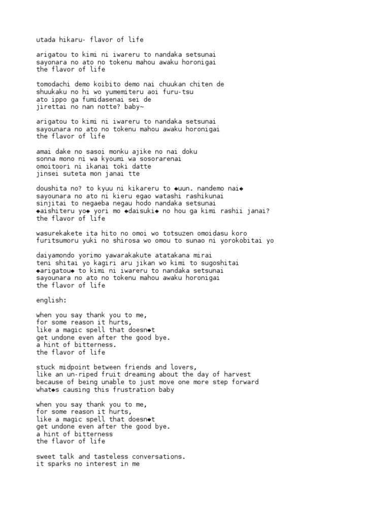 Flavor Of Life Songs Written