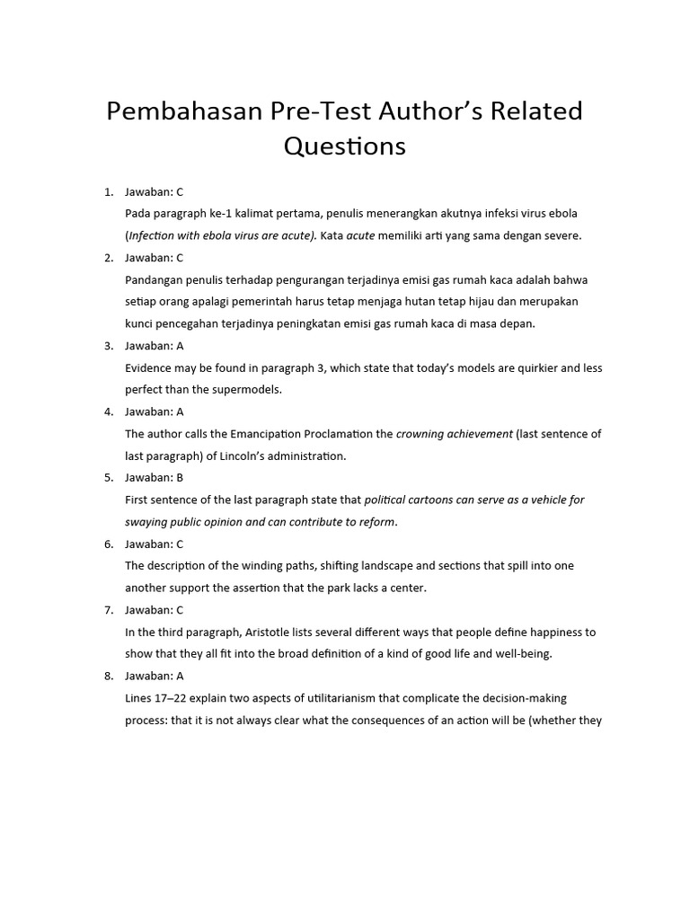 Pembahasan PreTest Author's Related Questions PDF