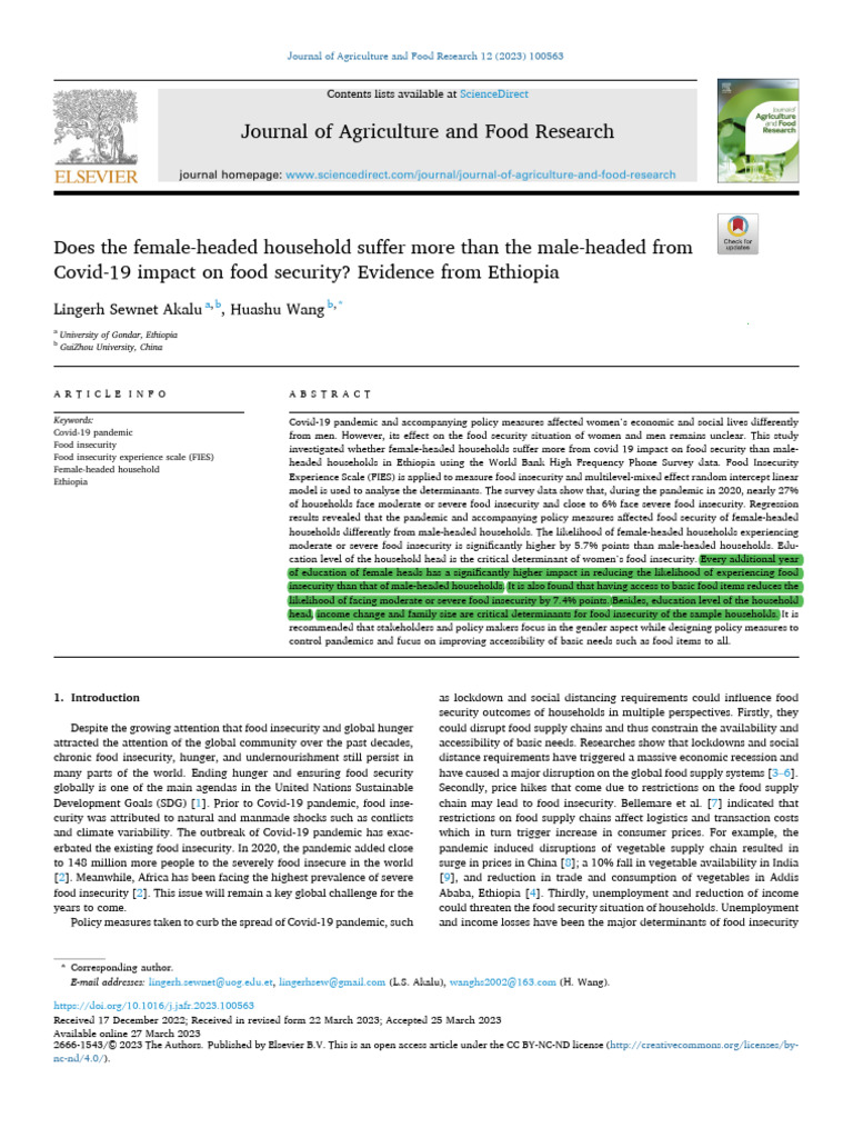 Covid-19's Impact on Food Security in Ethiopia | PDF | Cost Of Living ...
