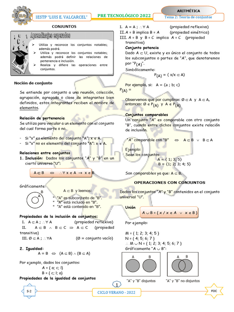 Semana 2 Teoria de Conjuntos | PDF | Conjunto (Matemáticas) | Lógica