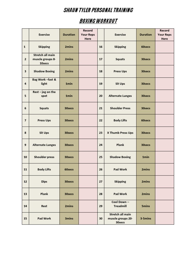 Boxing Workout Plan for Solo Training | PDF