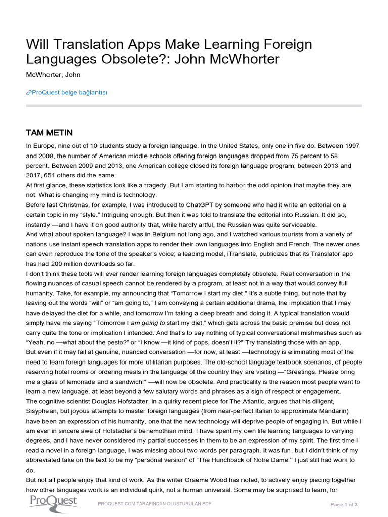 Will Translation Apps Make Learning Foreign Languages Obsolete | PDF ...