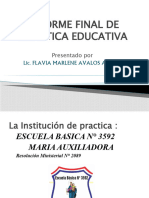 Informe Final de Practica Educativa: Lic. Flavia Marlene Avalos Acosta