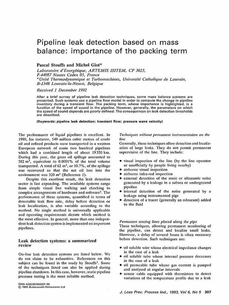Mass Balance in Pipeline Leak Detection | PDF | Fluid Dynamics | Flow ...