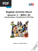 RTP Las English 5 Q3 Melc 2C - Summarizing Classification Text Type