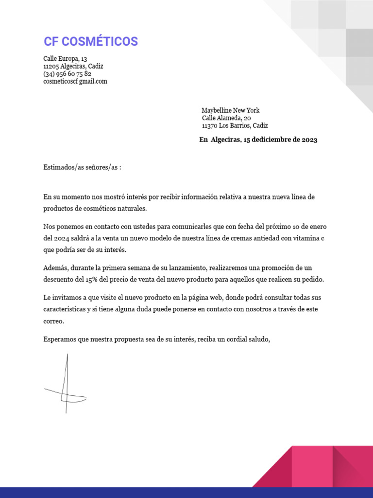 Carta Presentación Comercial | PDF