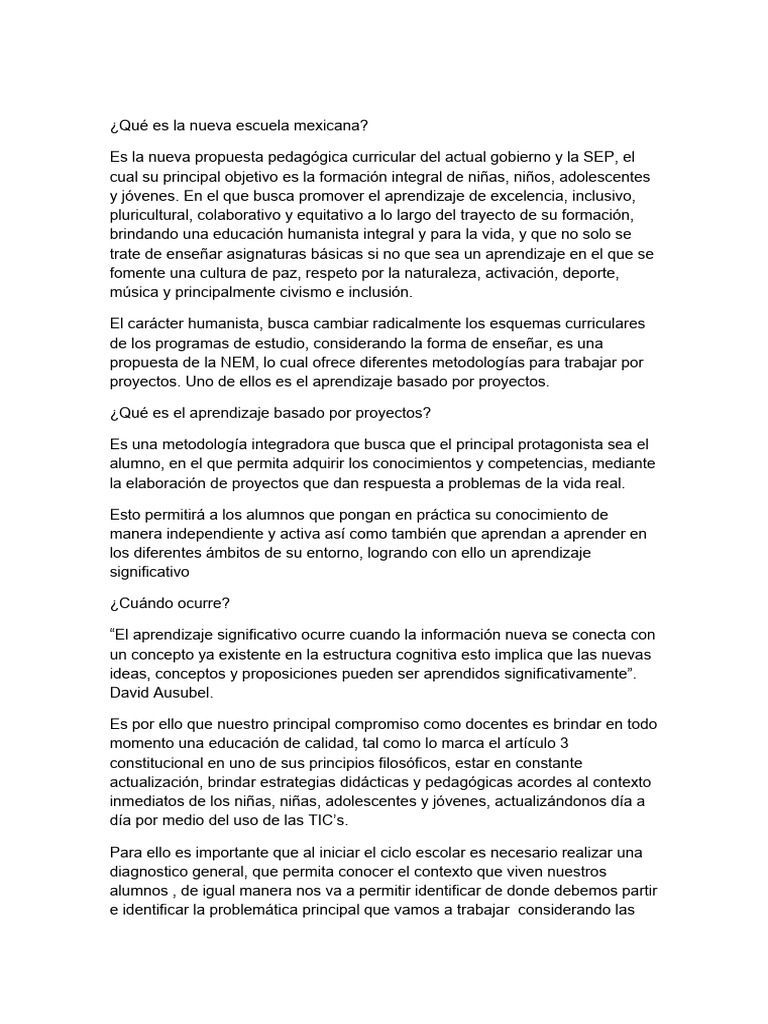 Qué Es La Nueva Escuela Mexicana Pdf Aprendizaje Ciencia Cognitiva
