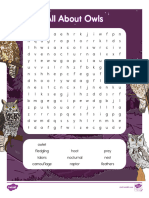 All About Owls Word Search