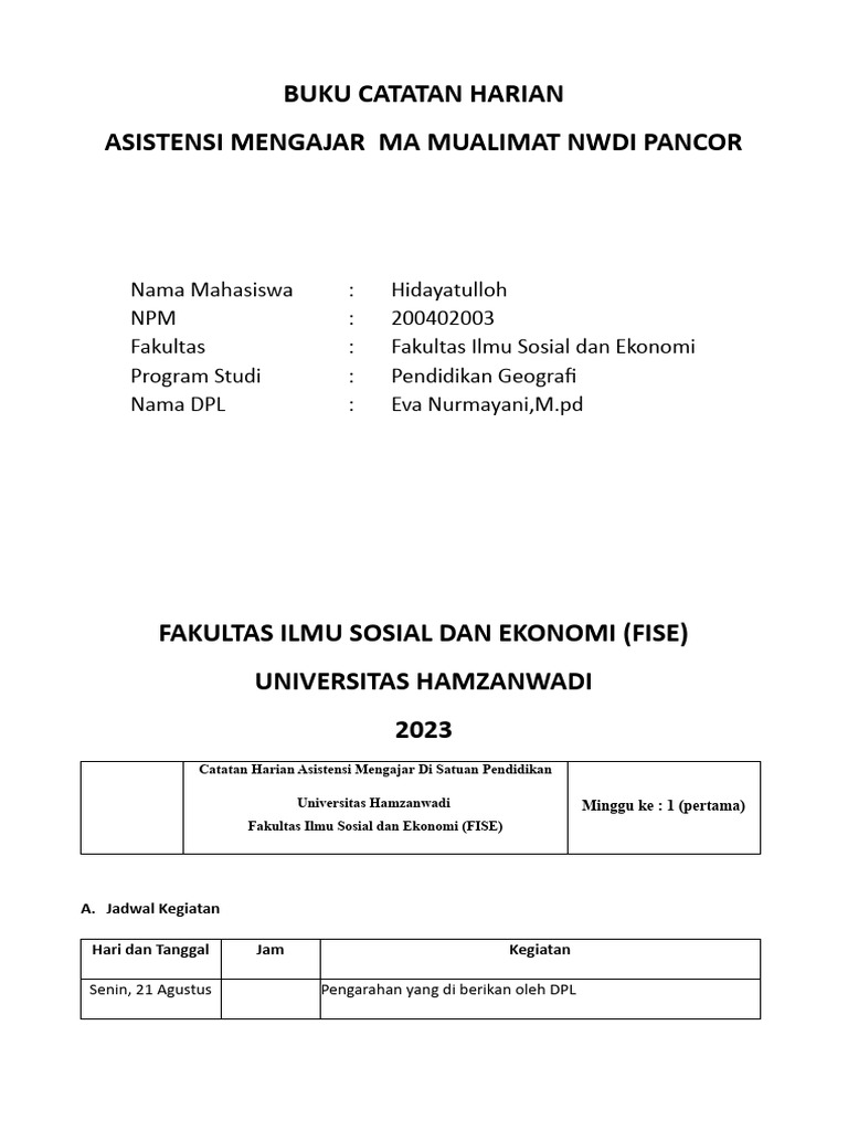 Buku Catatan Harian 1 | PDF