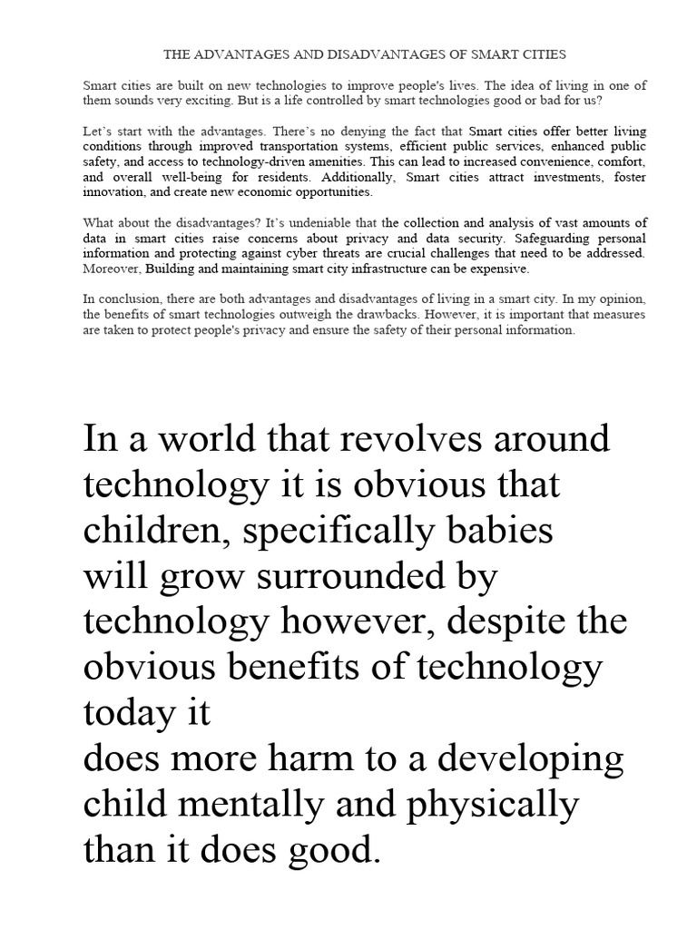 The Advantages and Disadvantages of Smart Cities | PDF | Sleep | Privacy
