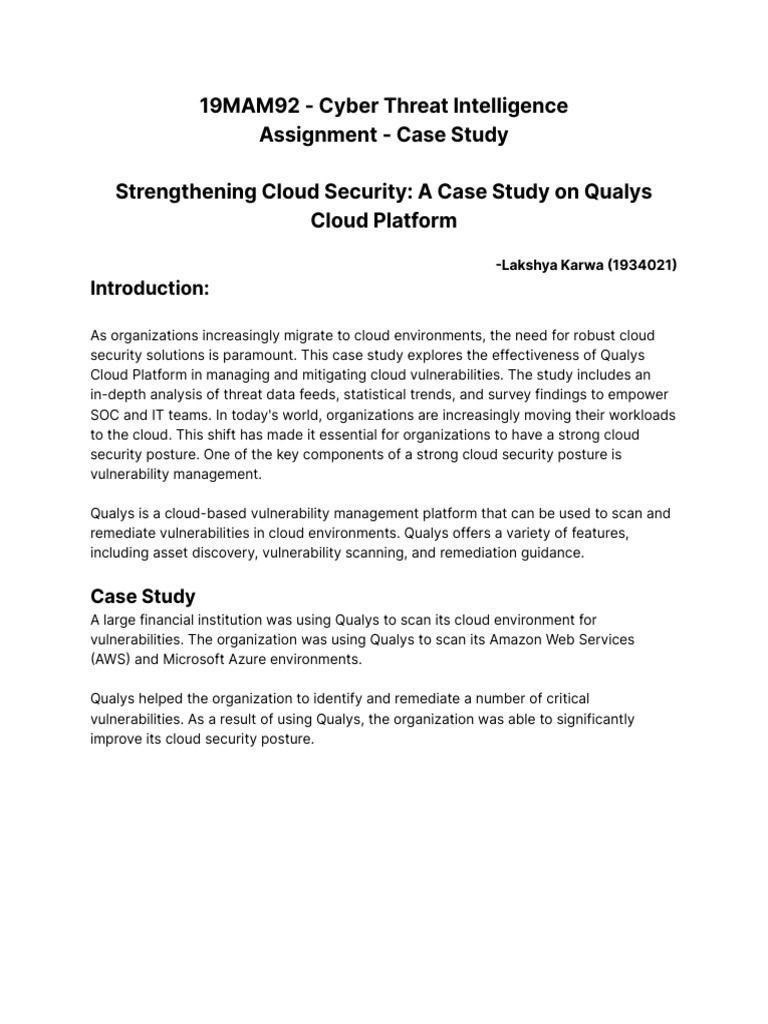 Cyber Threat Intelligence Case Study | PDF | Cloud Computing ...