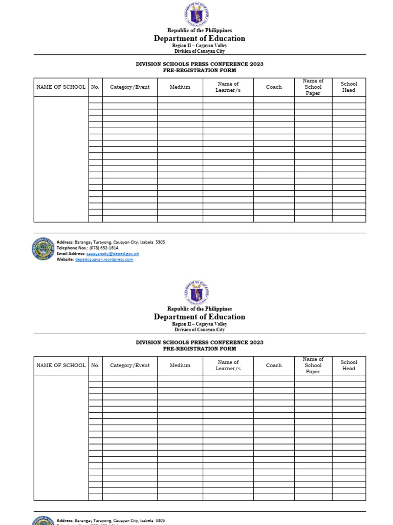 DSPC 2023 Pre Registration Form | PDF | Philippines