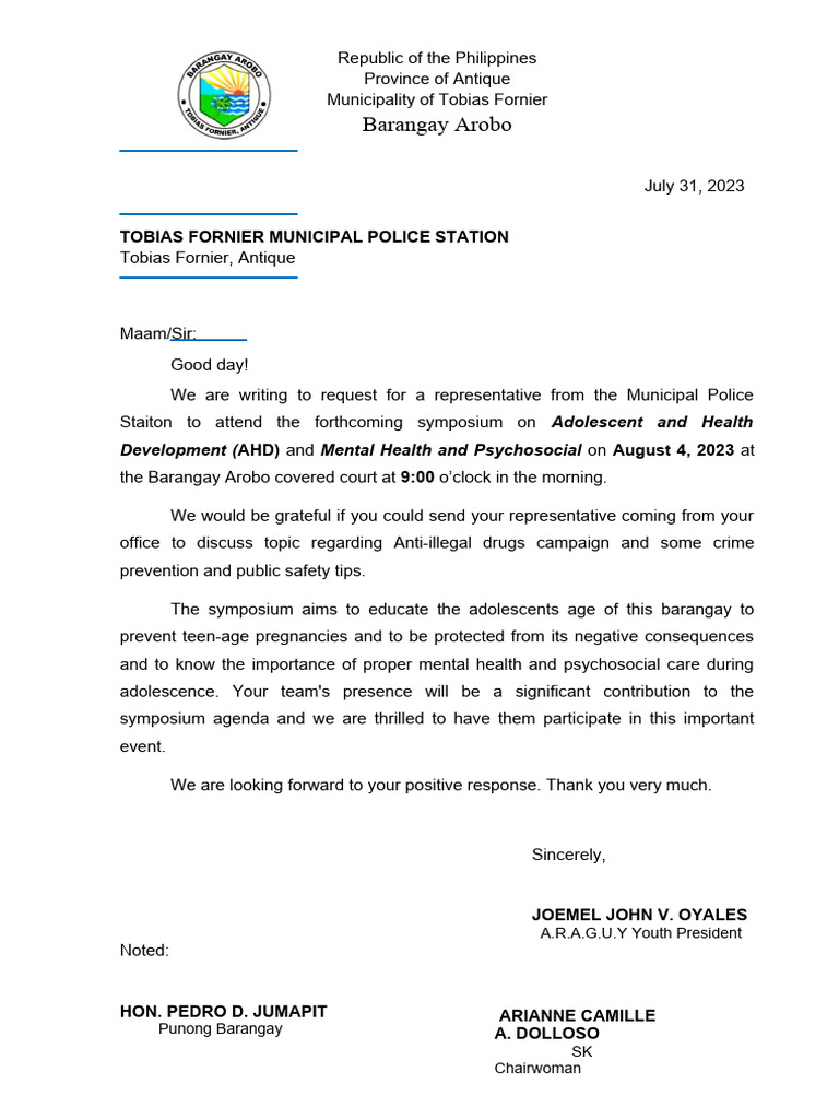 Police letter pdf