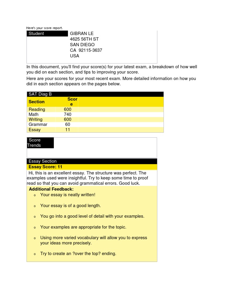 Score Report | PDF
