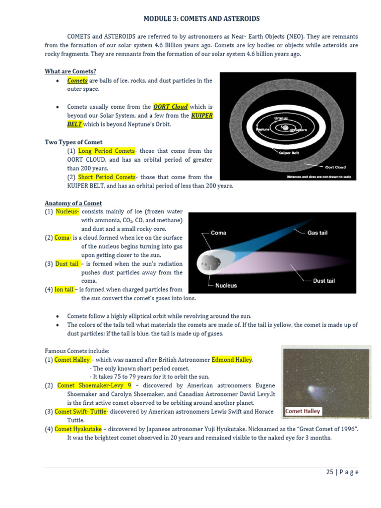 Comets vs. Asteroids: Key Differences | PDF | Comet | Asteroid