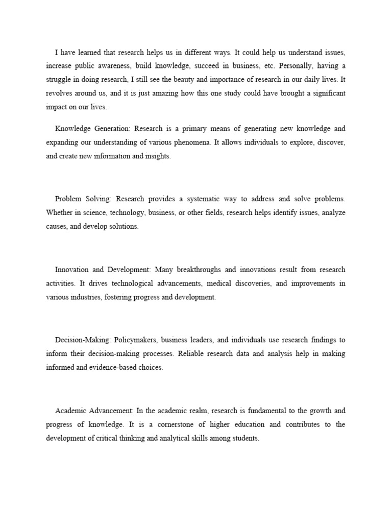 Importance Of Research Pdf Innovation Knowledge