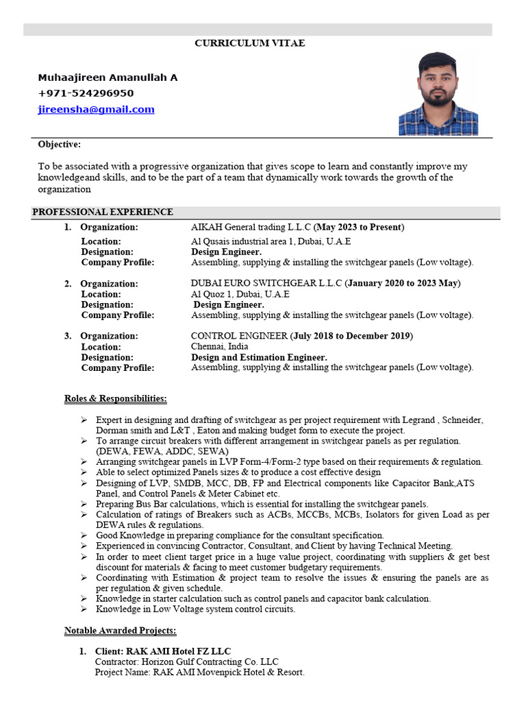 Muhaajireen Amanullah's CV | PDF | Consultant | Electrical Engineering