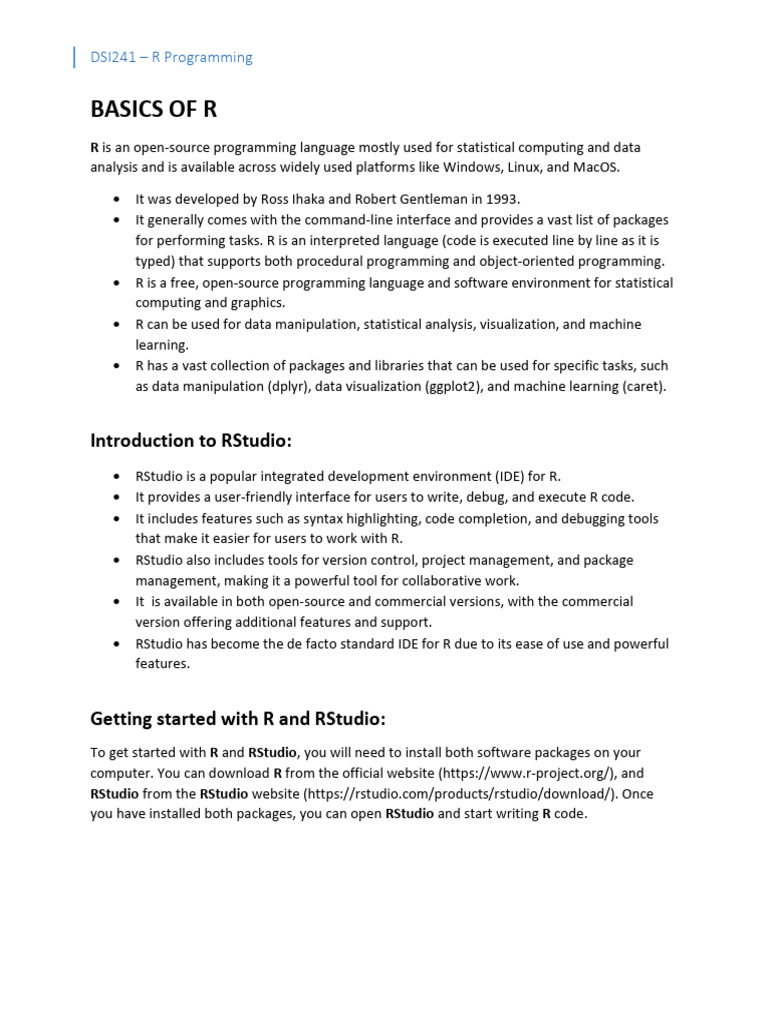 Basics Of R Programming PDF Computer Programming R Programming Basics of r programming pdf computer programming r programming