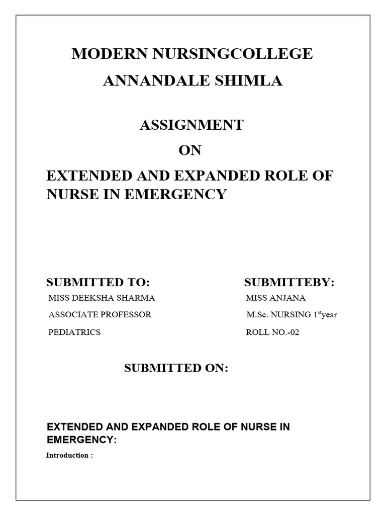 Expanded Nurse Roles in Emergency Care | PDF | Nursing | Palliative Care