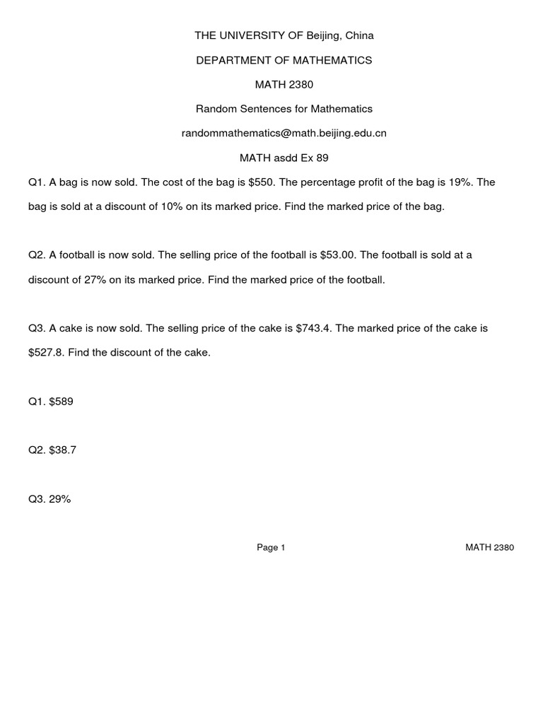 MATH Asdd Ex 89 | PDF | Financial Economics | Market (Economics)