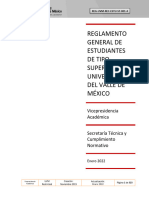 Reglamento General de Estudiantes de Tipo Superior de La Universidad Del Valle de México