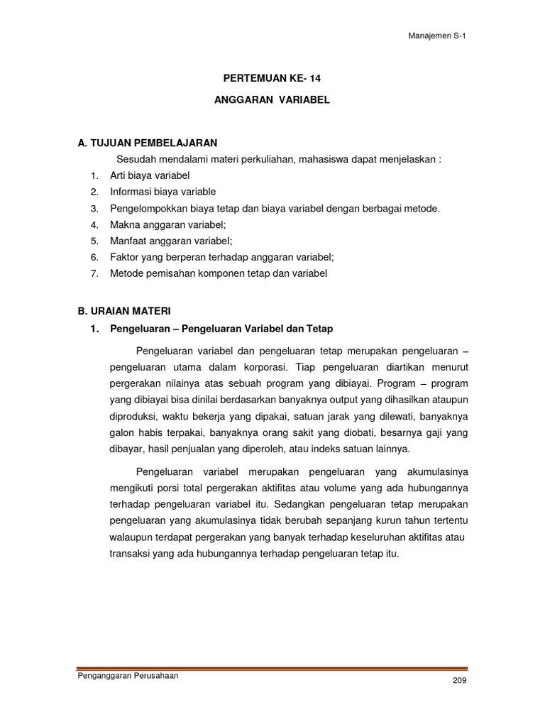 Pengeluaran Variabel dalam Anggaran | PDF | Bisnis | Pengelolaan ...