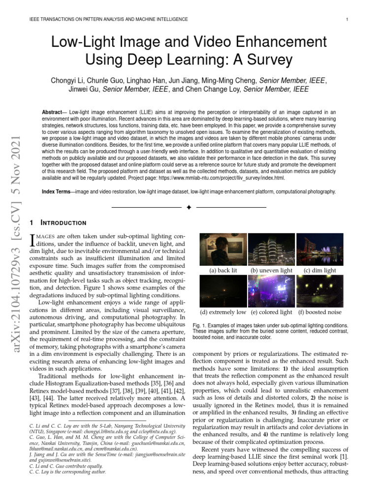 Low Light Image Enhancement | PDF | Deep Learning | Learning