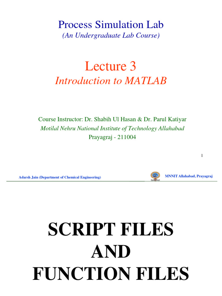 MATLAB Script and Function Files Guide | PDF | Function (Mathematics ...