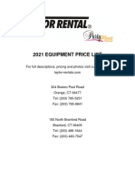 2021 Equipment Price List