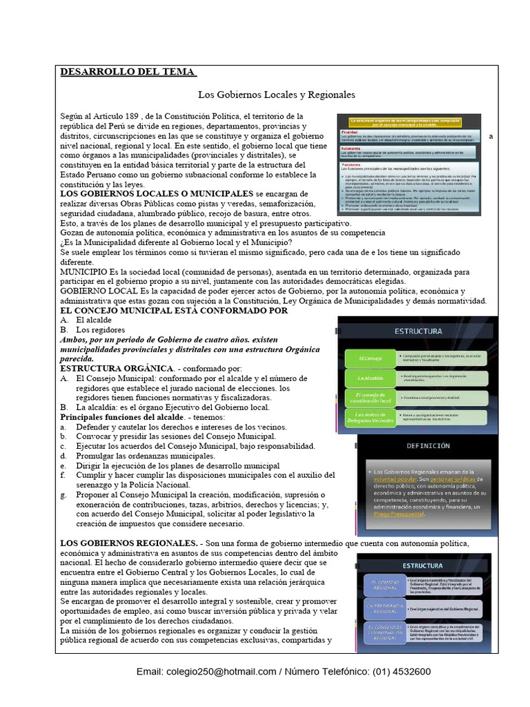 Los Gobiernos Locales y Regionales | PDF | Gobierno local | Alcalde