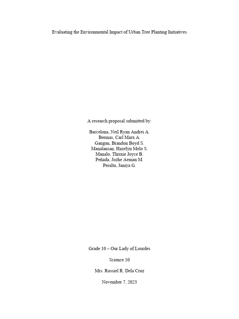 Evaluating The Environmental Impact of Urban Tree Planting Initiatives ...