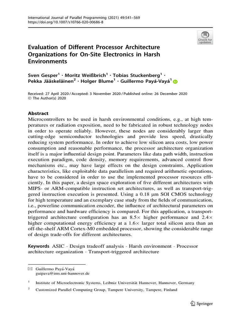 Evaluation of different processor architecture organizations for on