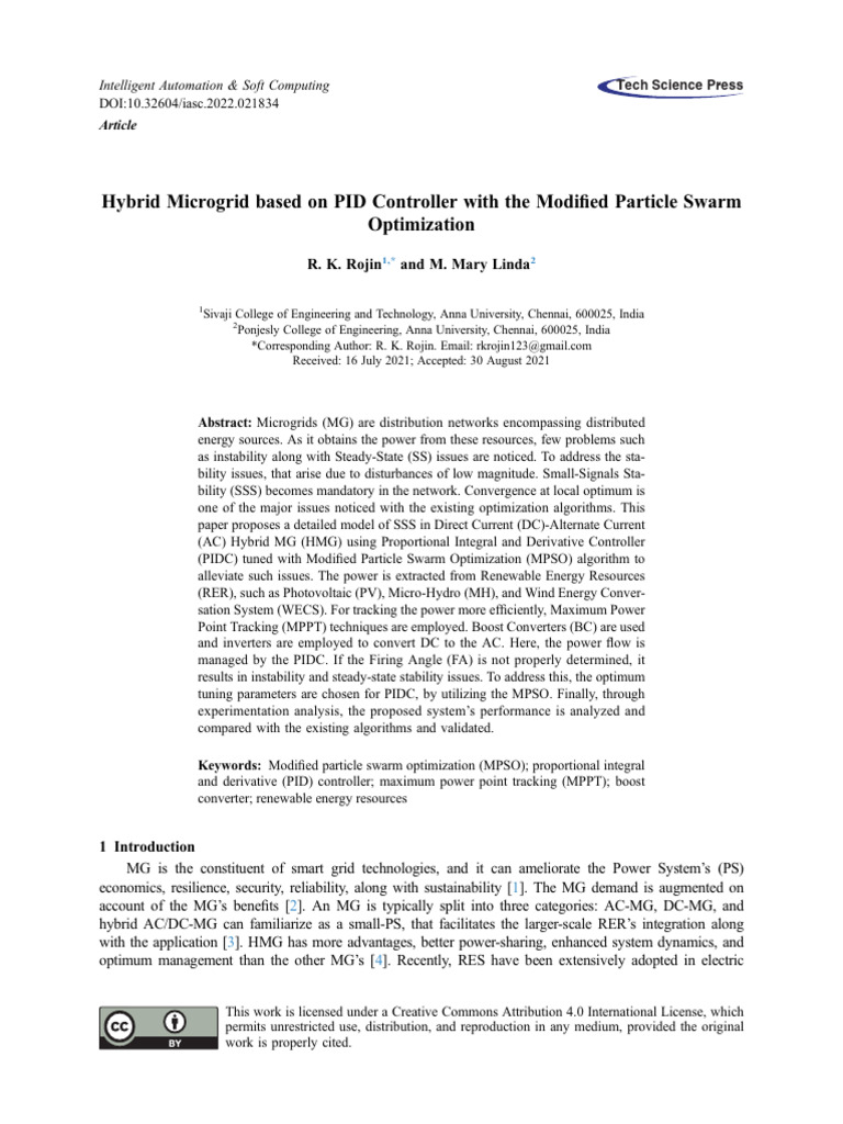 PID Controller for Hybrid Microgrid Stability | PDF | Distributed ...