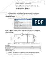 TP #1: Mesure de Tension, Courant, Puissance en Monophasé Et Triphasé