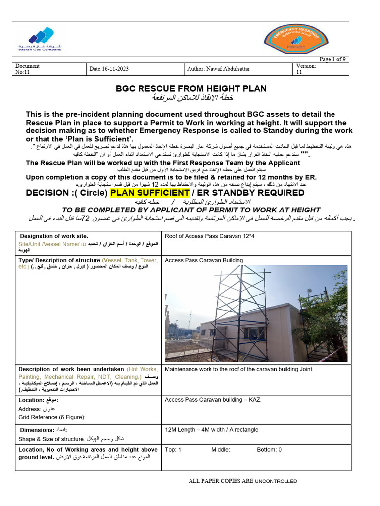 RESCUE FROM HEIGHT PLAN Access Pass Caravan | PDF