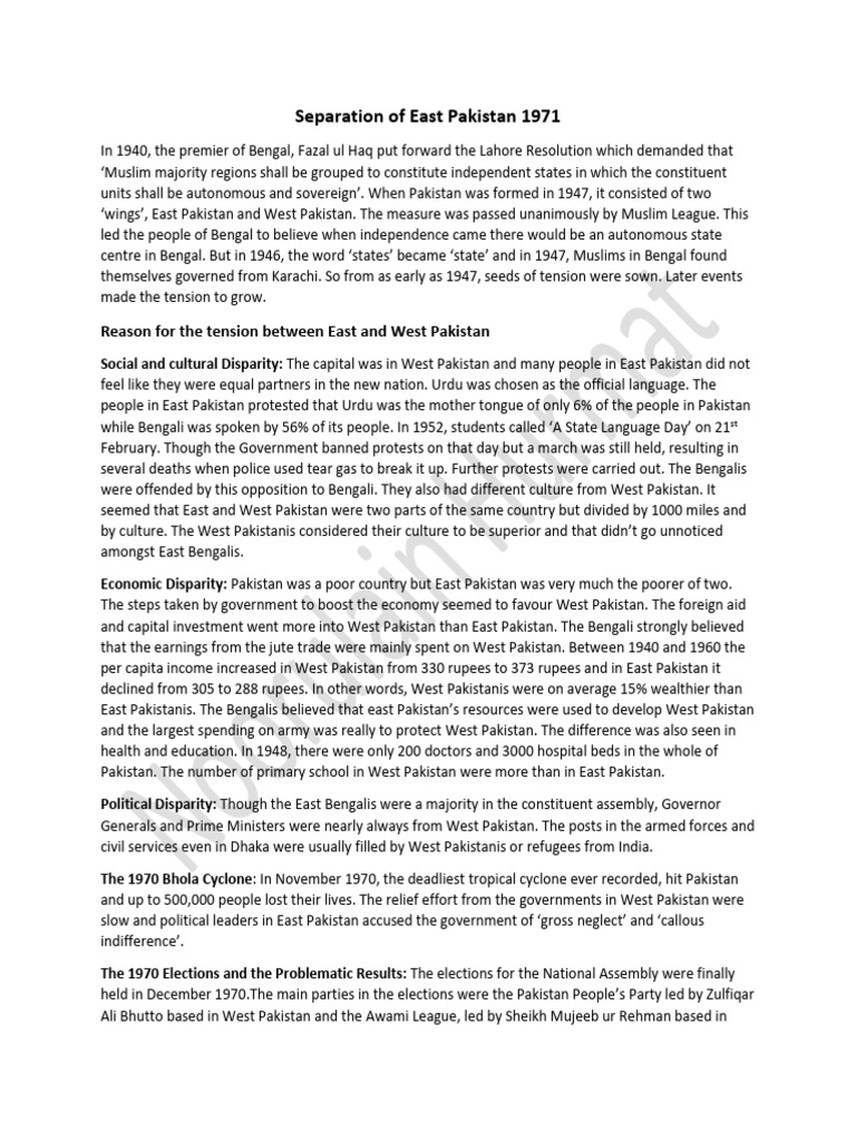 Separation of East Pakistan 1971 | PDF | Pakistan | Zulfikar Ali Bhutto