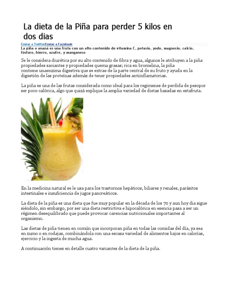 Dieta de Piña: Pierde 5 Kilos en 2 Días | PDF | Piña | Dieta
